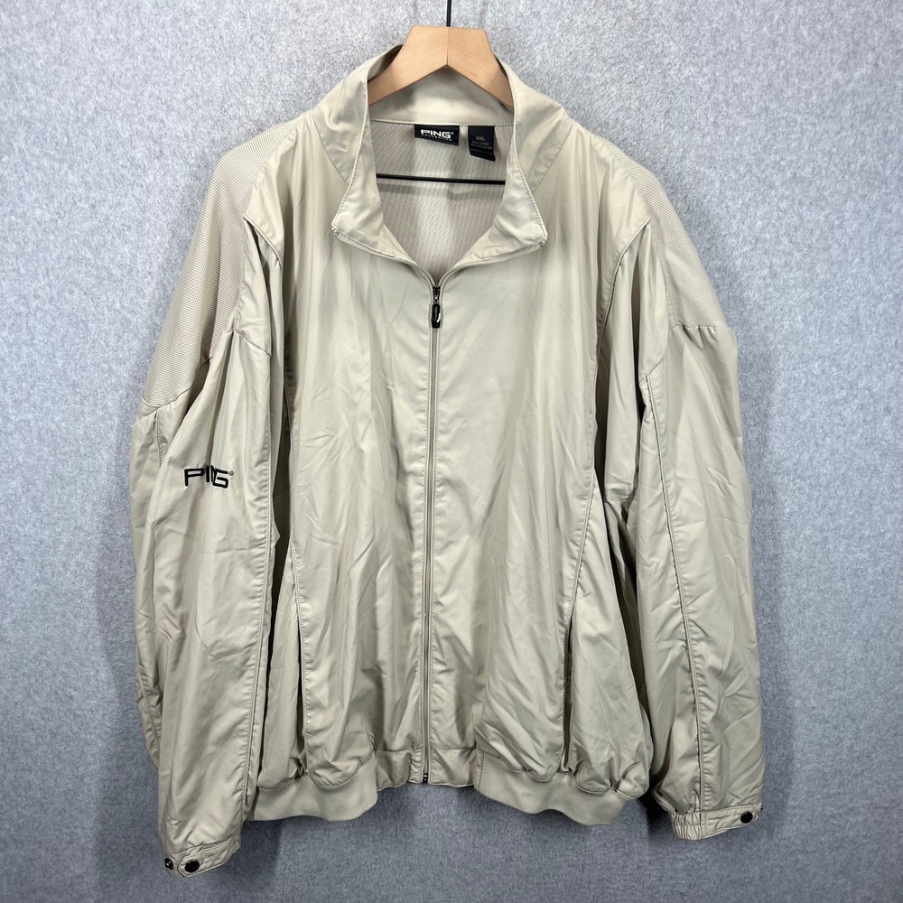 Vintage‎ Ping Collection Golf Jacket Mens XXL Tan Windbreaker Full Zip Mesh Back